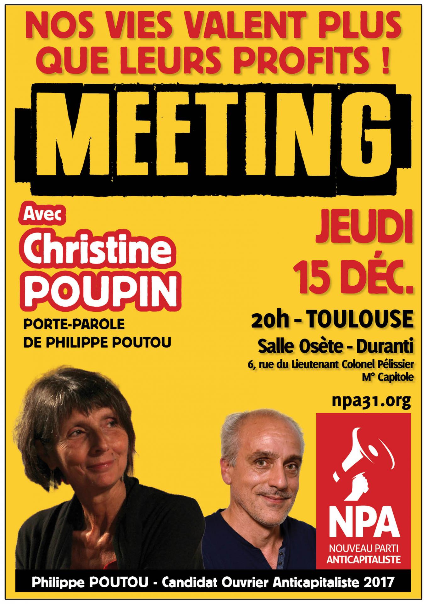 Toulouse Réunion publique du NPA avec Christine Poupin NPA